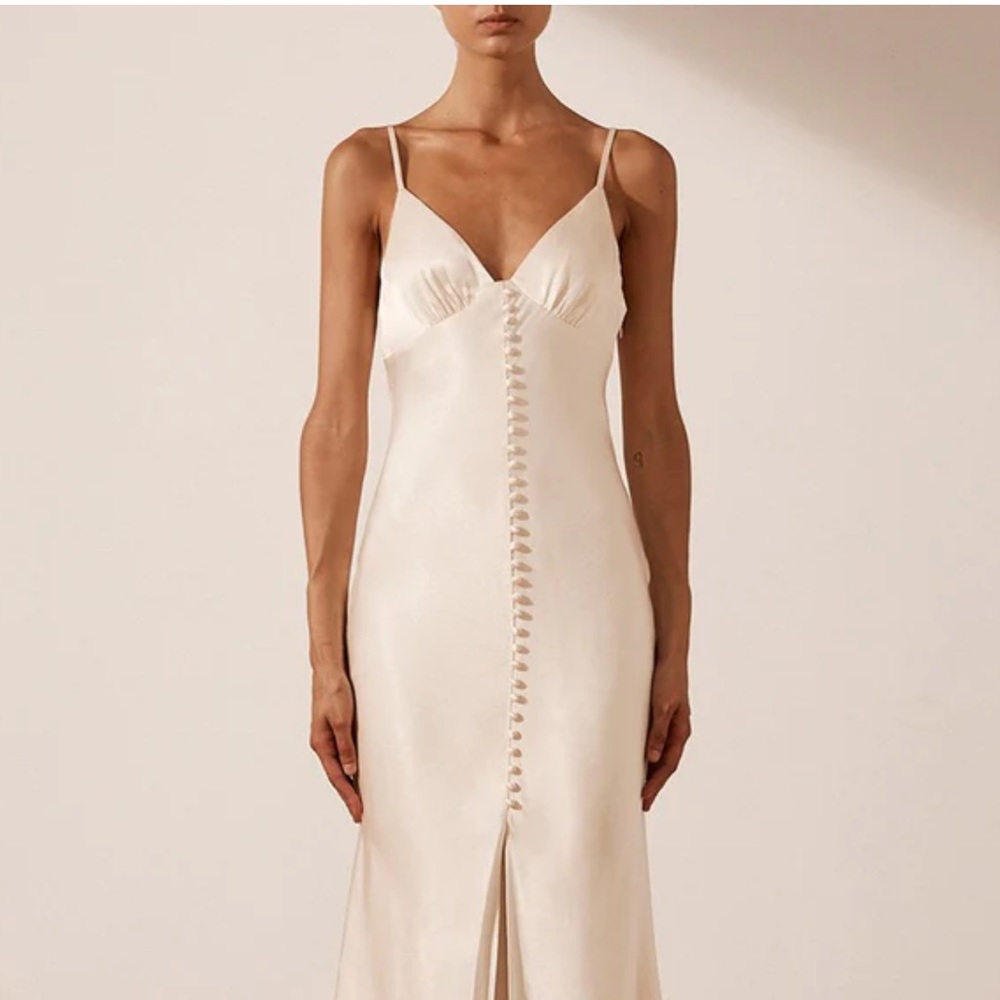 SHONA JOY LA LUNE BIA SLIP DRESS CREAM